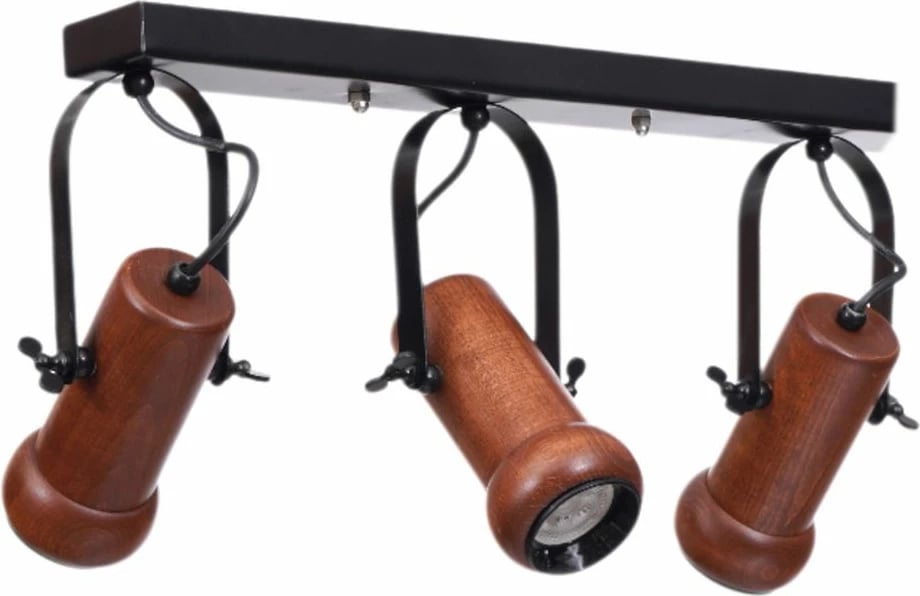 Llambë tavani Opviq, metal dhe dru, e zezë dhe arre, 8999-5