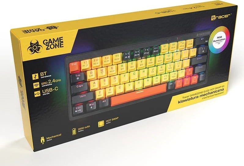 Tastierë mekanike Tracer GAMEZONE EVO2 HOT SWAP 63, e verdhë