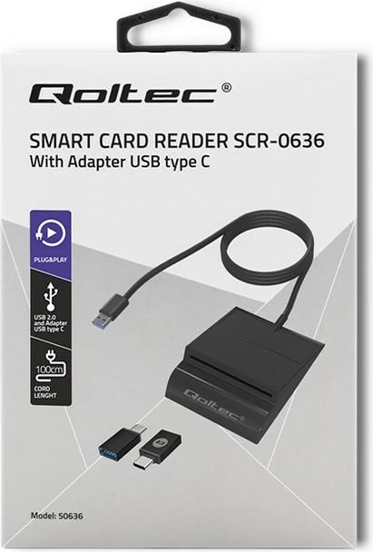 Lexues i kartave Qoltec 50636 Intelligent, USB Type-C