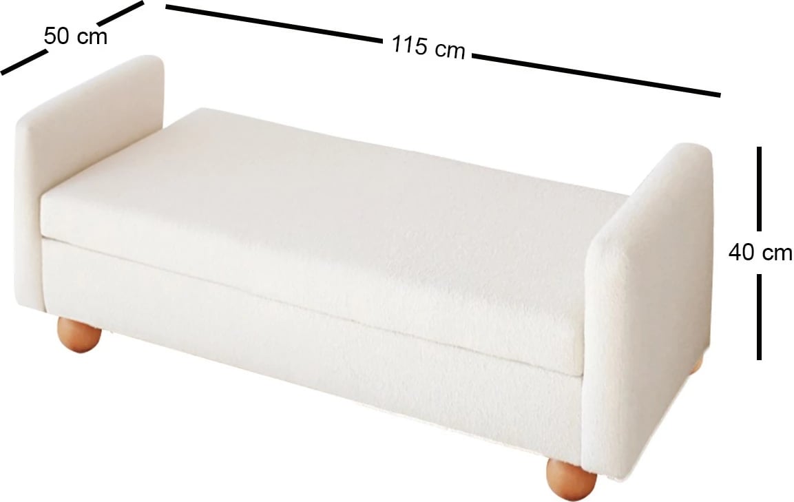 Stol TEDY me sandik, ngjyrë e bardhë, Atelier del Sofa