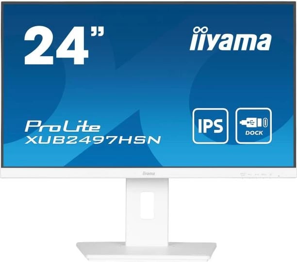 Monitor, iiyama, XUB2497HSN-W2, 24", IPS, USB-C dock, e bardhë