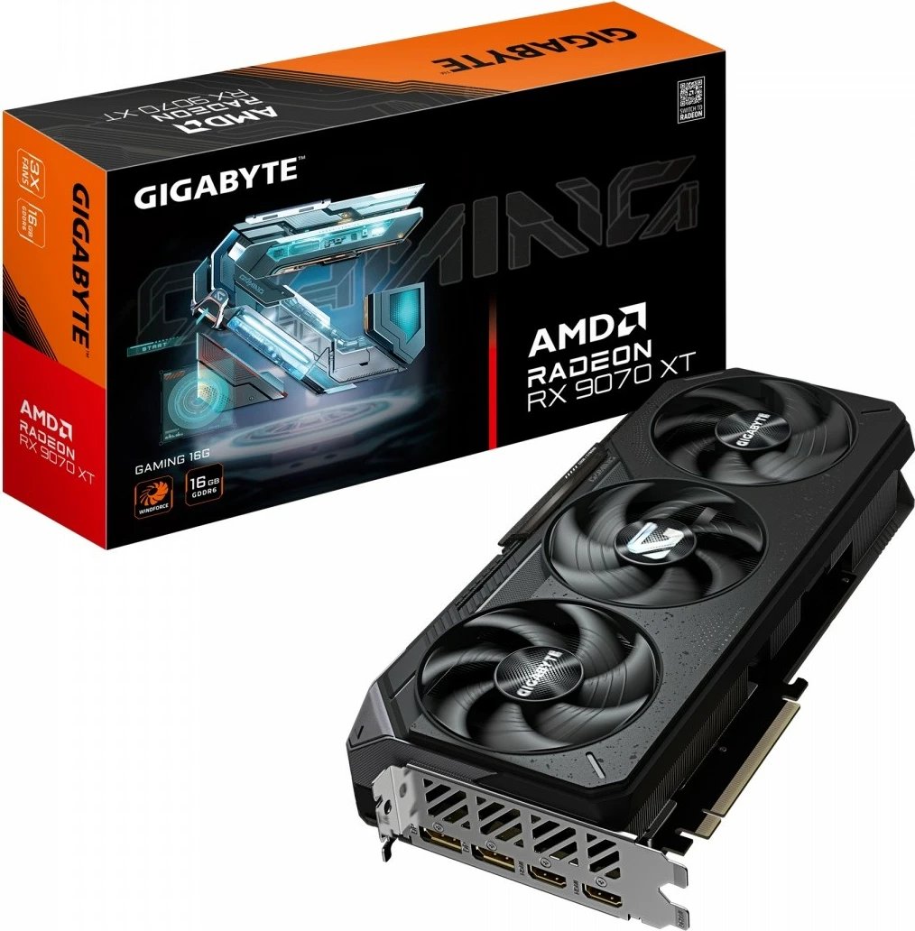 kartë grafike, Gigabyte, Radeon RX 9070 XT GAMING GV-R9070XTGAMING-16GD, 16GB GDDR6 256-bit, PCI-E 5.0, 2x DisplayPort 2x HDMI, 3 ftohës