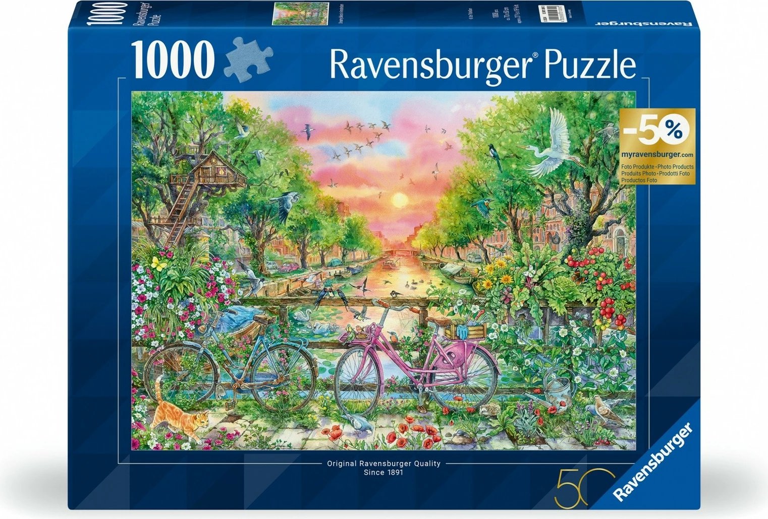 Puzzle Ravensburger 1000 pjesë Amsterdam, 70x50cm