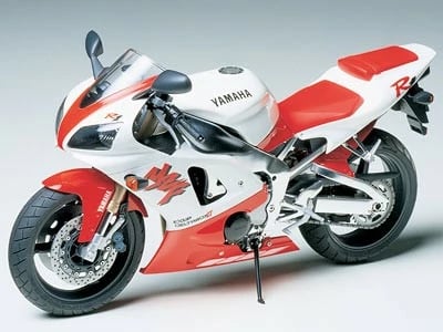 Model plastik motoçikletë Tamiya Yamaha YZF-R1, 1:12, e bardhë/kuqe