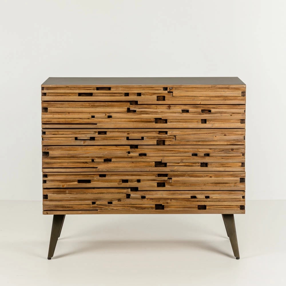 Komodë Coast me 3 sirtarë, ngjyrë e zezë-natyrale, 90x37x79cm