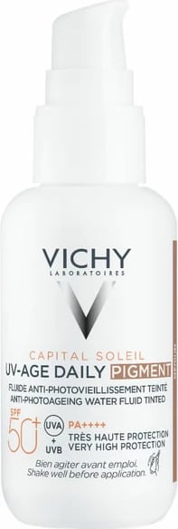Lëng mbrojtës nga dielli me ngjyrë Vichy Capital Soleil UV-Age Daily Medium SPF50, unisex, 40ml