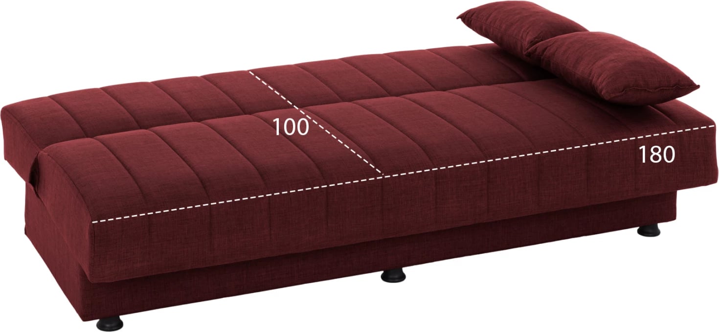 Sofa-shtrat, 3 vendesh, pëlhurë e kuqe, ANDRI FH3239.06