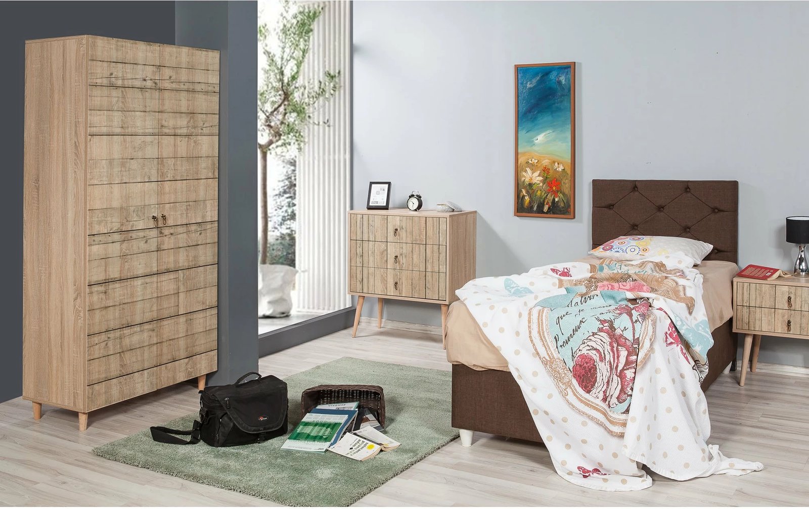 Dollap Hanah Home, Stil - 728, ngjyrë lisi Sonoma