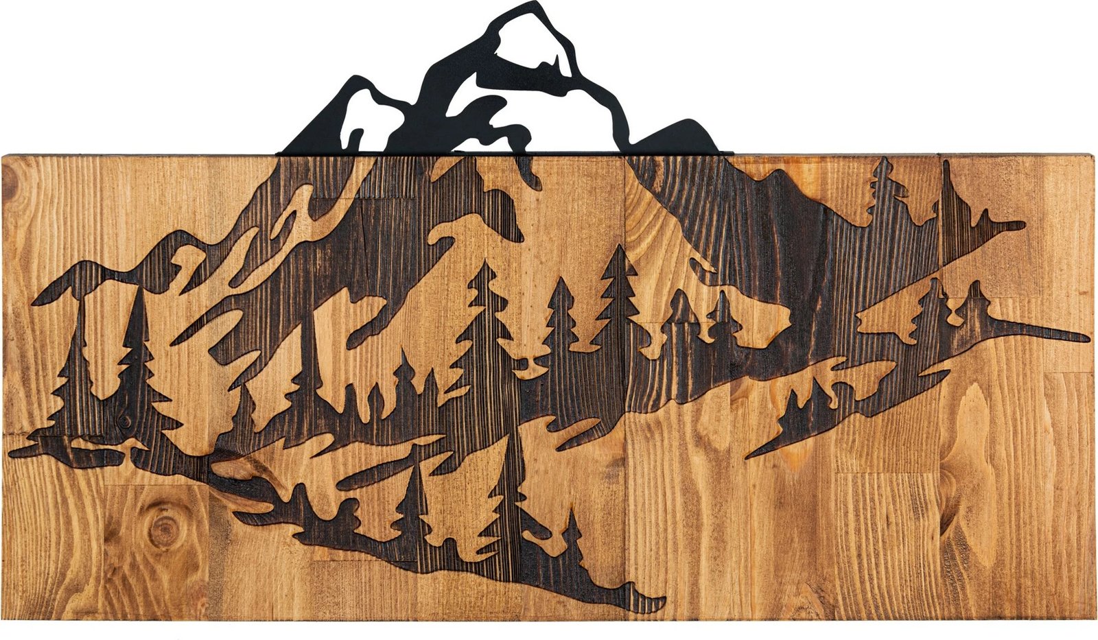 Aksesor dekorativ për mur, dru dhe metal, Wallity, natyrë