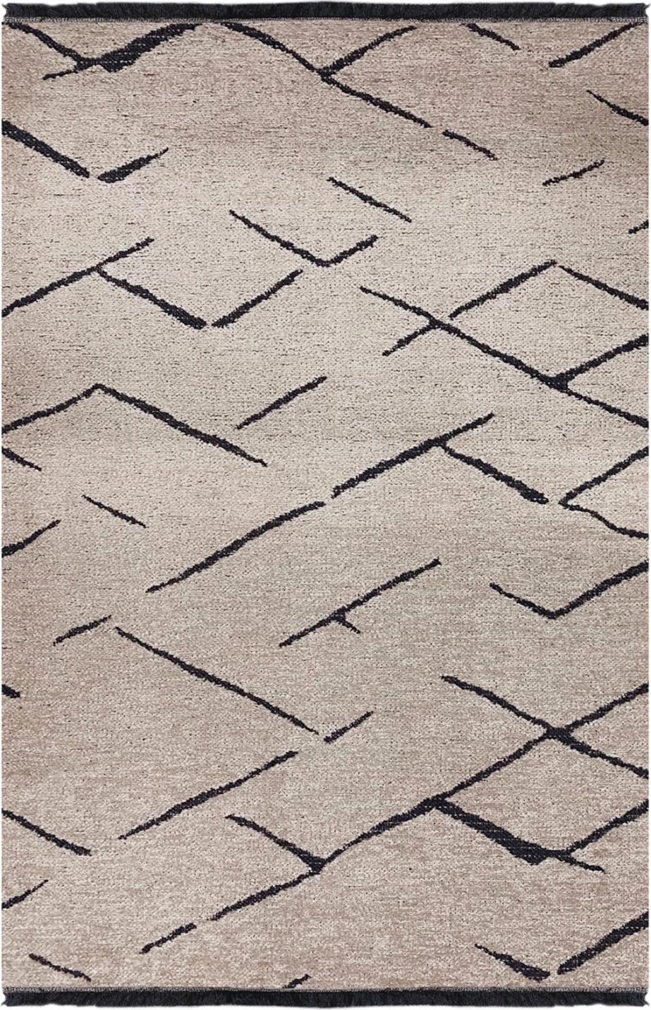 Tepih modern, ngjyrë krem dhe e zezë, FH7674.05, 160x230 cm