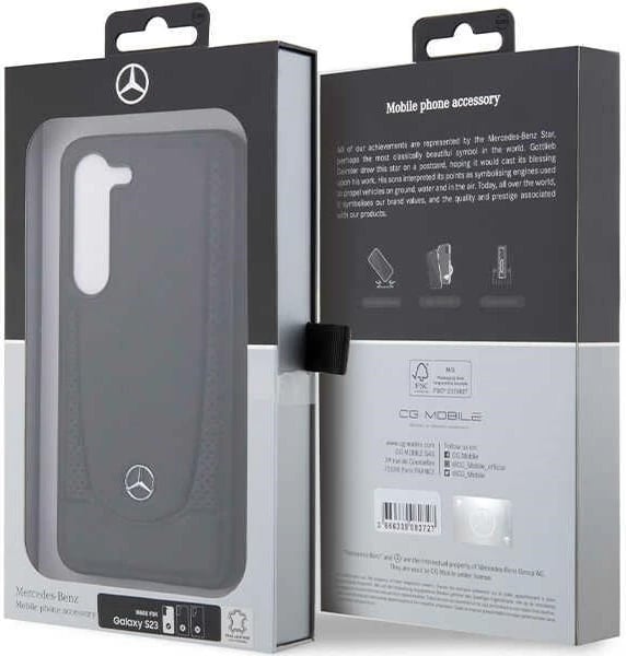 Mbështjellës Mercedes Urban Line për Samsung Galaxy S23 FE, lëkurë, i zi