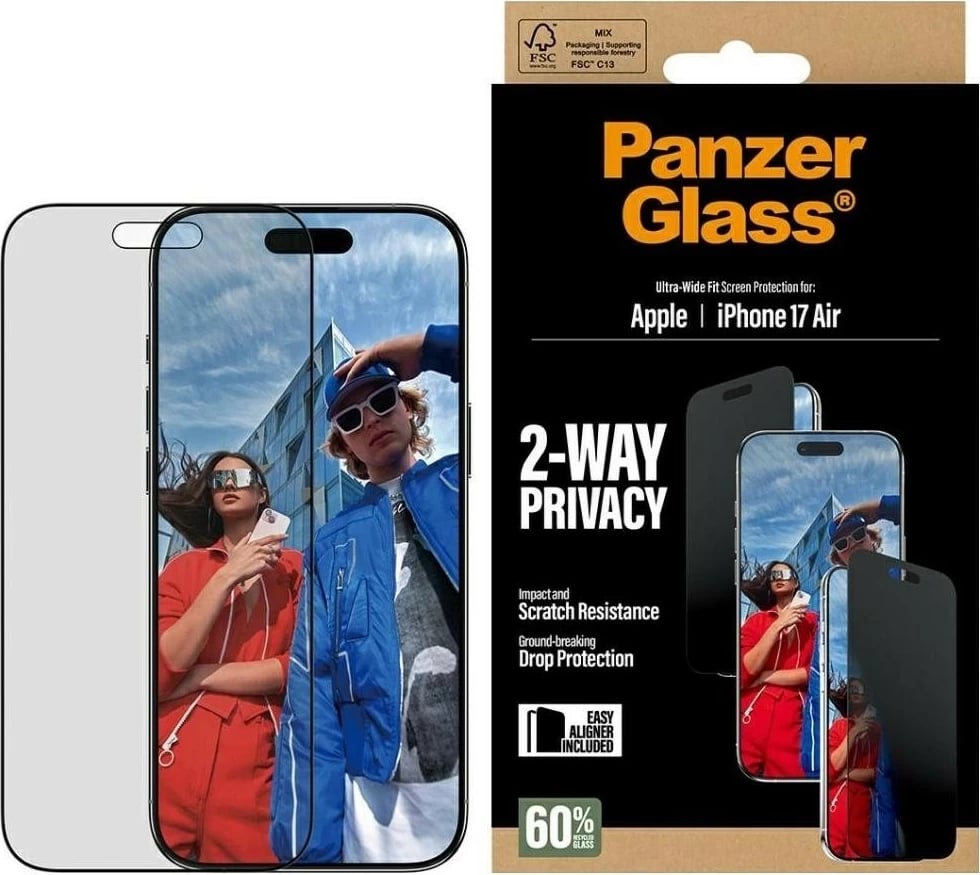 Mbështjellës ekrani PanzerGlass Ultra-Wide Fit EasyAligner për iPhone 17 Air, e zezë