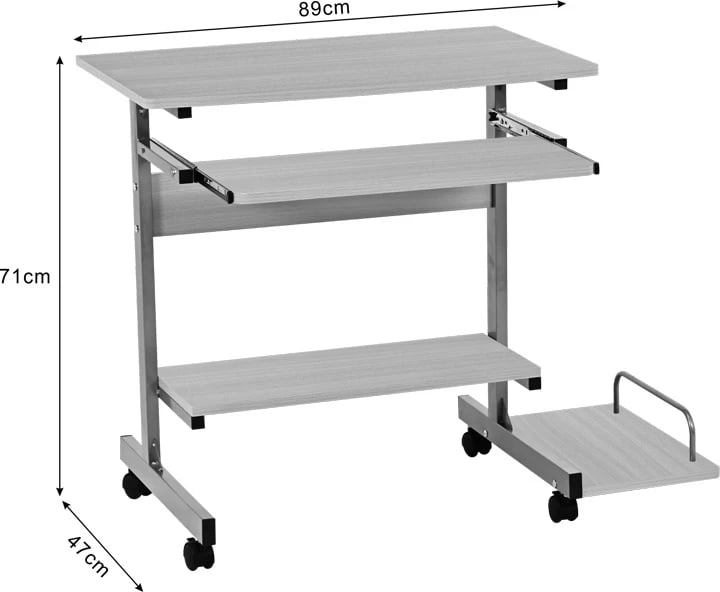 Tavolinë kompjuteri Veronce, ngjyrë natyrale, skelet metalik, 89x47x71cm