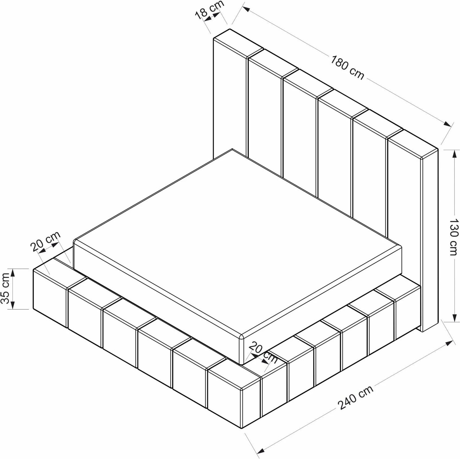 Bazë dhe shtrat dopio me shpinore, ngjyrë e bardhë, Skye Decor, 160x200 cm