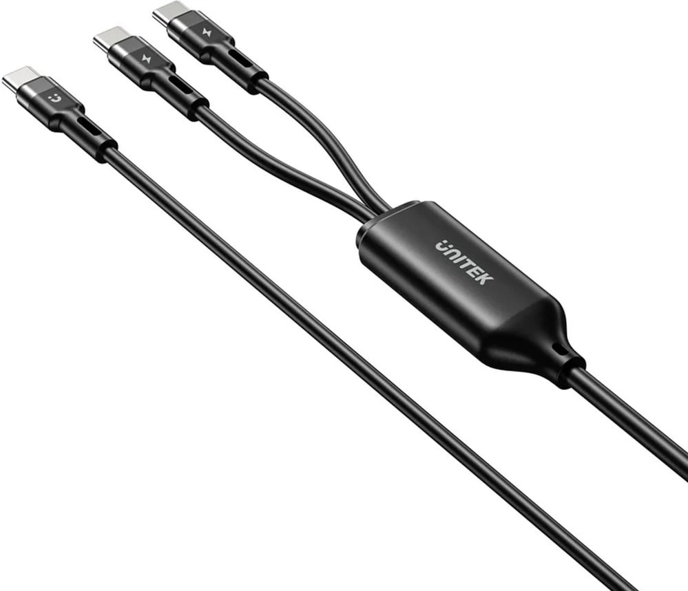 Kabllo USB-C 2-në-1 UNITEK C14146ABK01-1.8M, 1.8m, 100W, e zezë