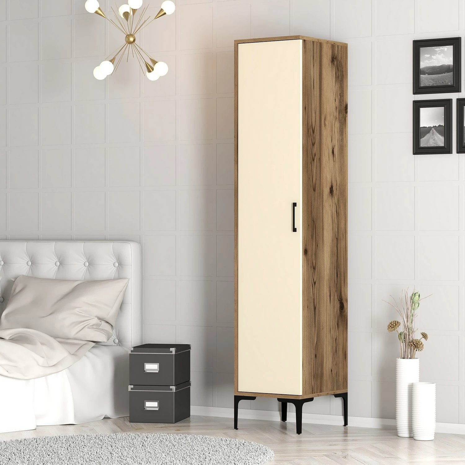 Dollap Skye Decor, Kumsal S, ngjyrë arre dhe krem