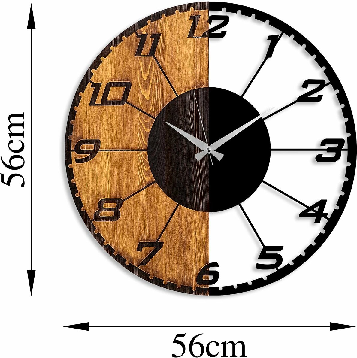 Orë muri dekorative prej druri, Wallity, Linear, ngjyrë arre dhe e zezë