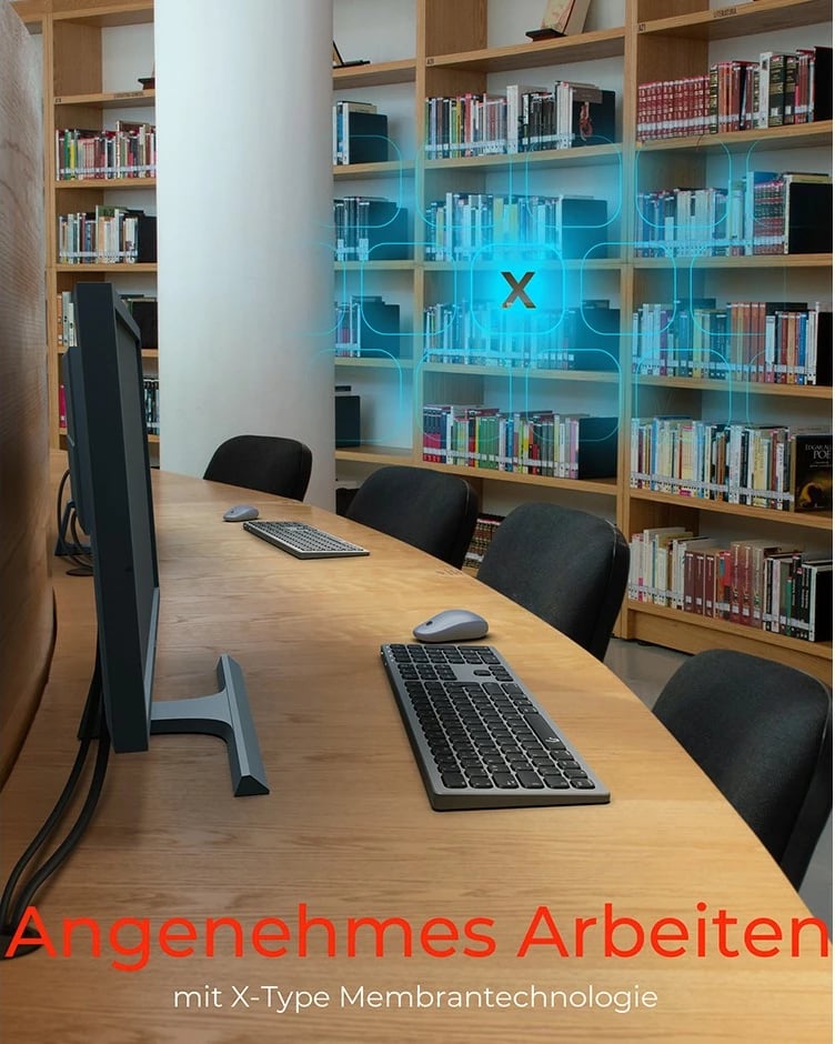 Tastierë KeySonic KSK-8023BTRF, full-size, wireless, Bluetooth, QWERTZ, antracit/zezë