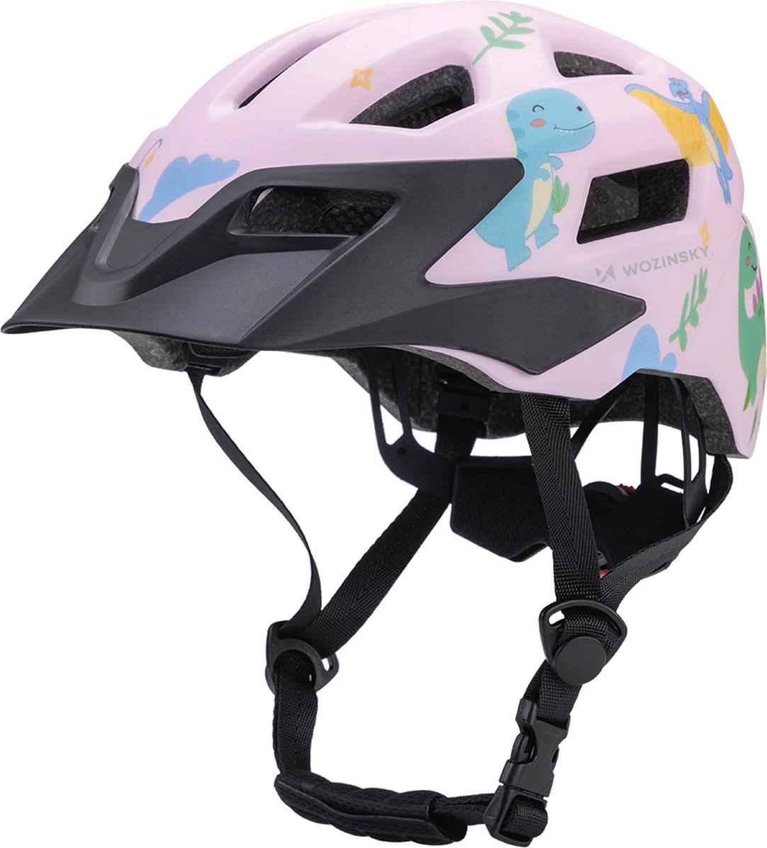 Helmetë biçiklete MTB për fëmijë, Wozinsky, HT-45RS, me vizore të heqshme, rregullim 360°, S 52-56 cm, rozë