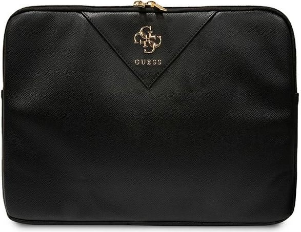 Mbështjellës për laptop Guess ZIP Leather Triangle, 16 inç, lëkurë ekologjike, e zezë