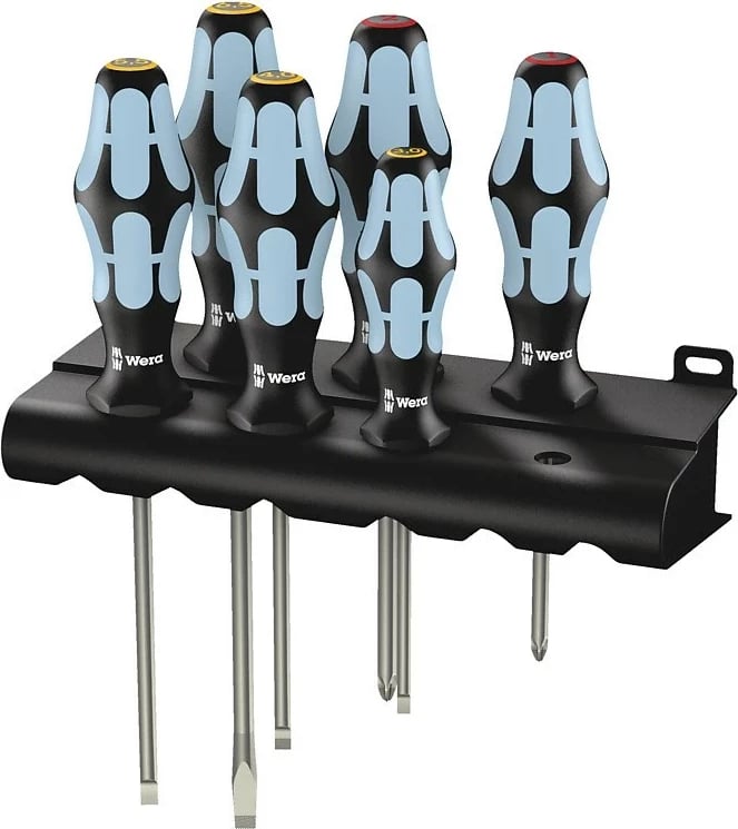 Set kaçavidash WERA 3334/6, Metal, me mbajtës, Ngjyrë e zezë