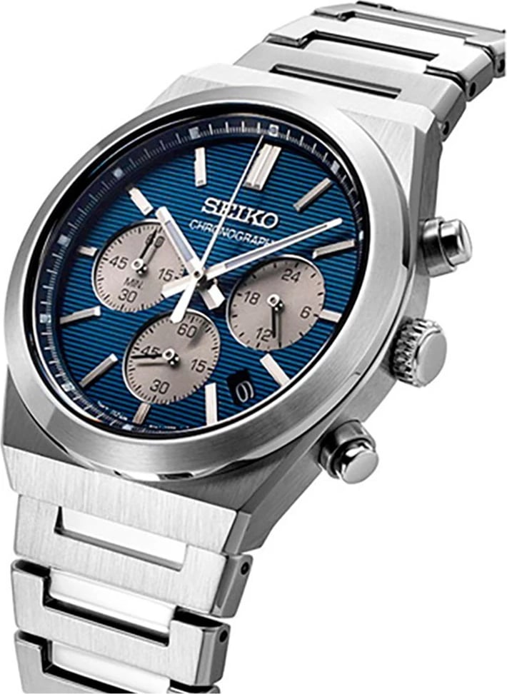 Orë dore SEIKO SSB453P1 për meshkuj, e kaltër