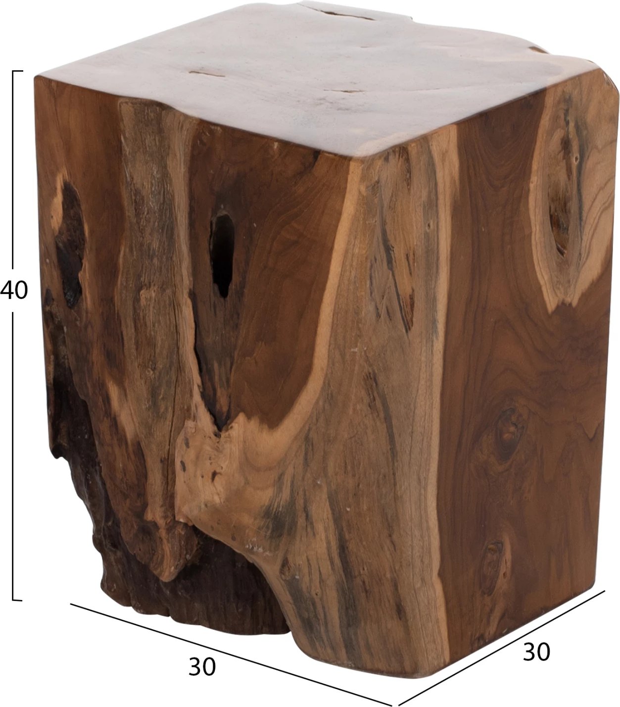 Karrige për bar FH7721 katrore, dru teak natyral, 30x30x40H