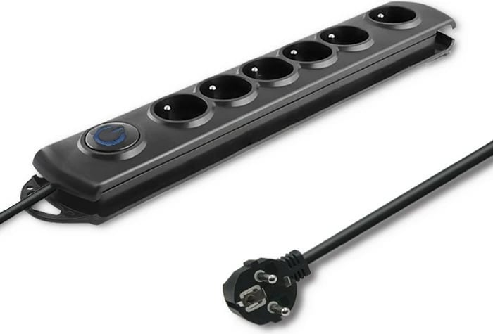 Kasë mbrojtëse Qoltec 50112, 6 dalje, 3m, e zezë