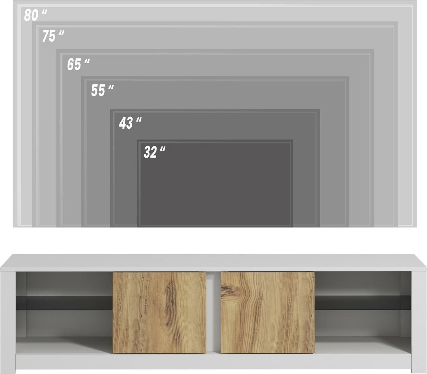 Komodë TV Hanah Home, Aydos, e bardhë dhe lis