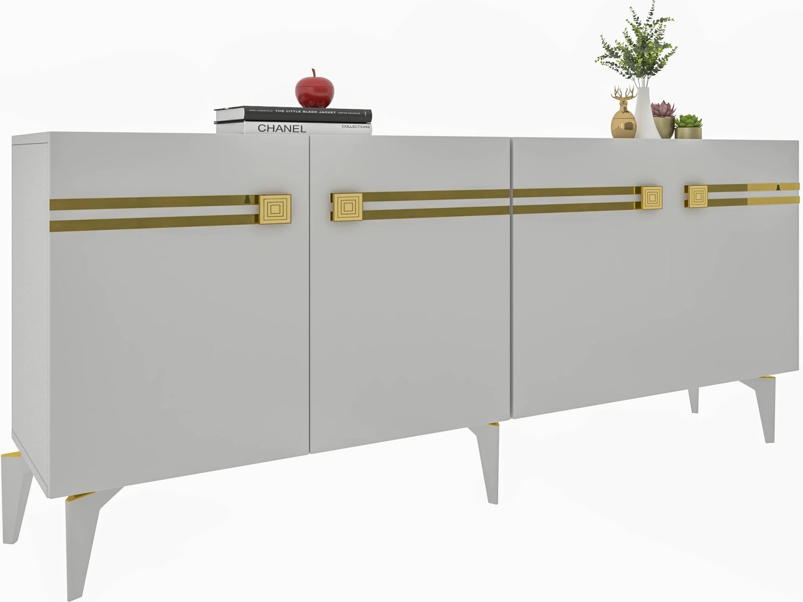 Konsol Skye Decor, Hayat KB150, e bardhë dhe ari