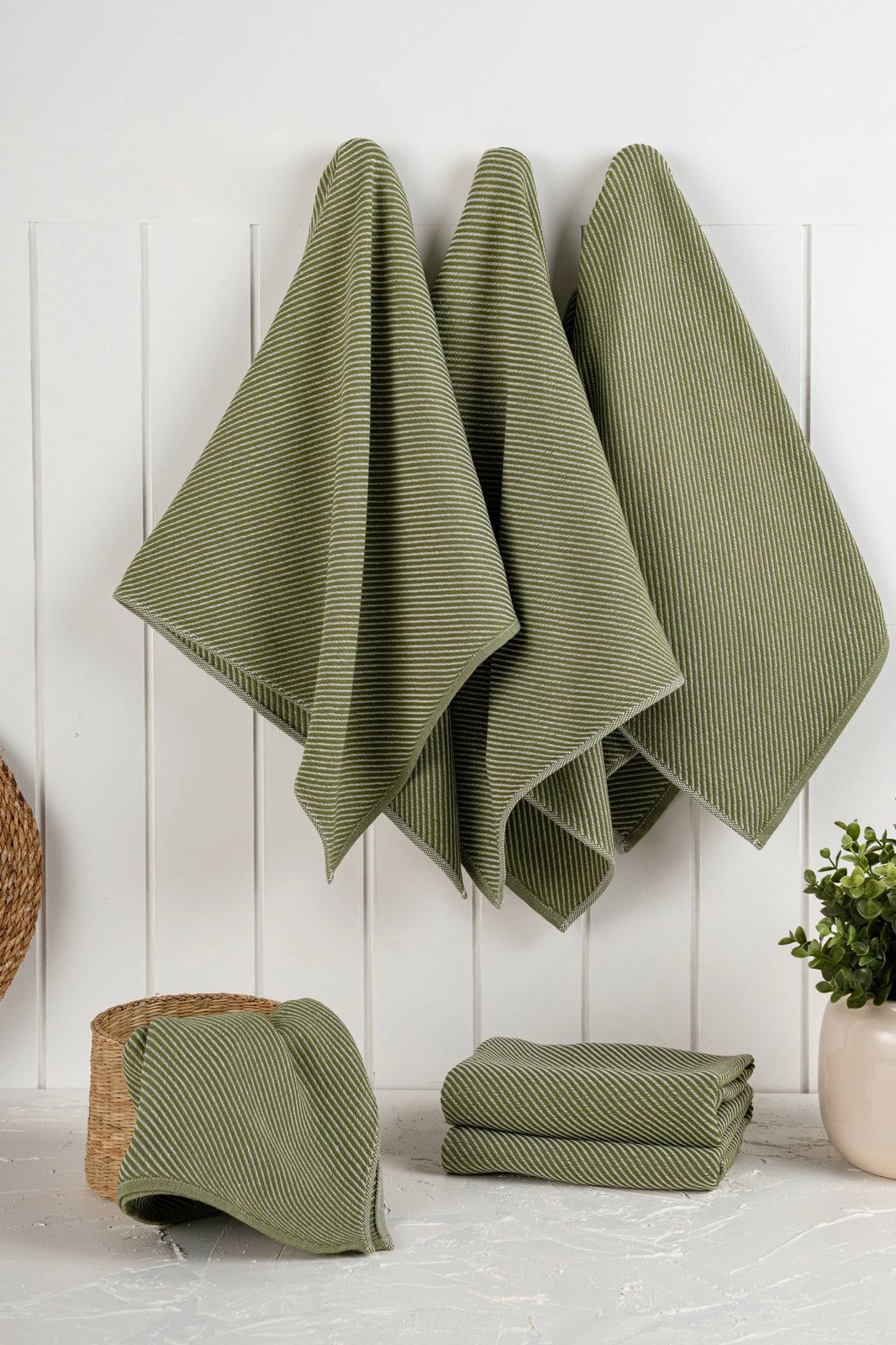 Set peshqirësh kuzhine (6 copë), Hermia, Eloise, ngjyrë e gjelbër e errët