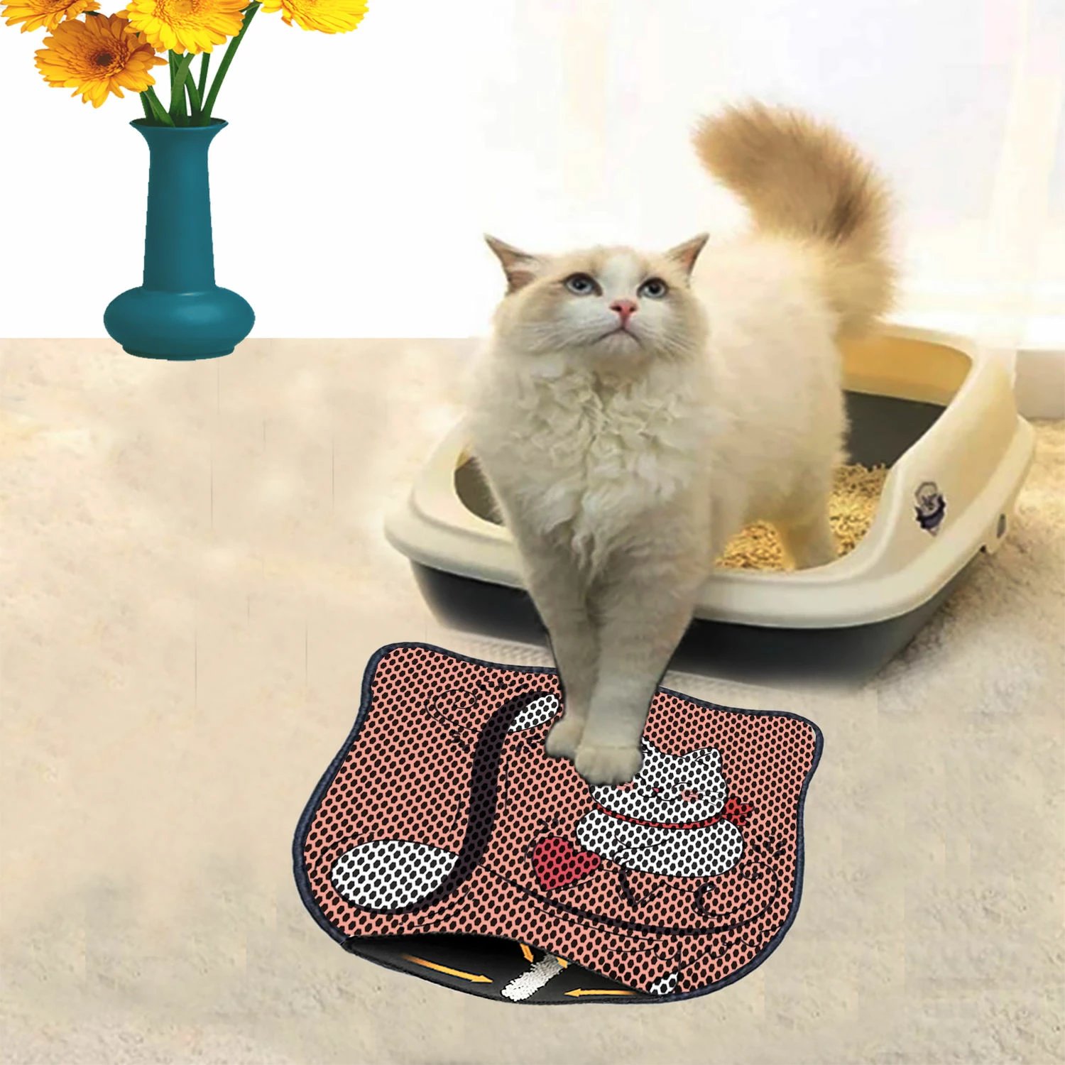 Tapet për rërë mace, Paws & Whiskers, Kdkafa0083, shumëngjyrësh, 40x50cm