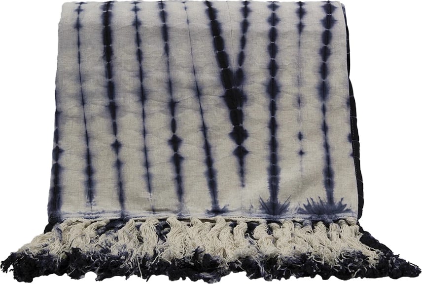 Mbulesë dekorative Agadir, pambuk, blu-bardhë, 150x230cm