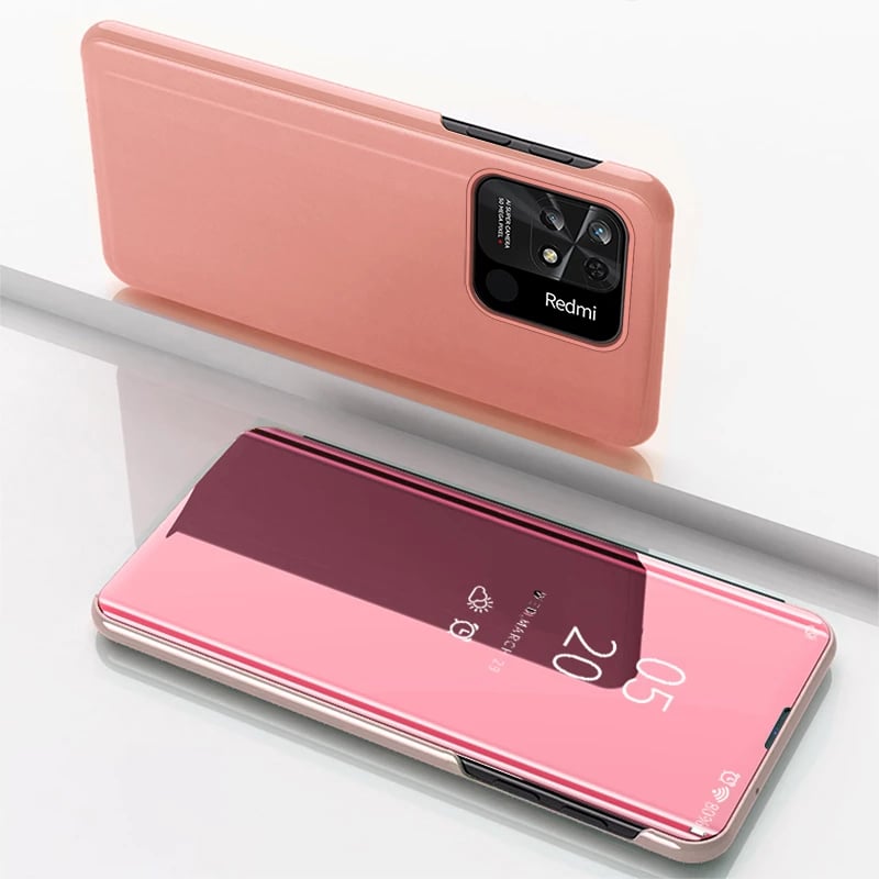 Mbështjellës Hurtel Clear View Case për Xiaomi Redmi 10C, me kapak, rozë