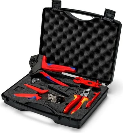 Kasë veglash Knipex për fotovoltaik MC4, e zezë