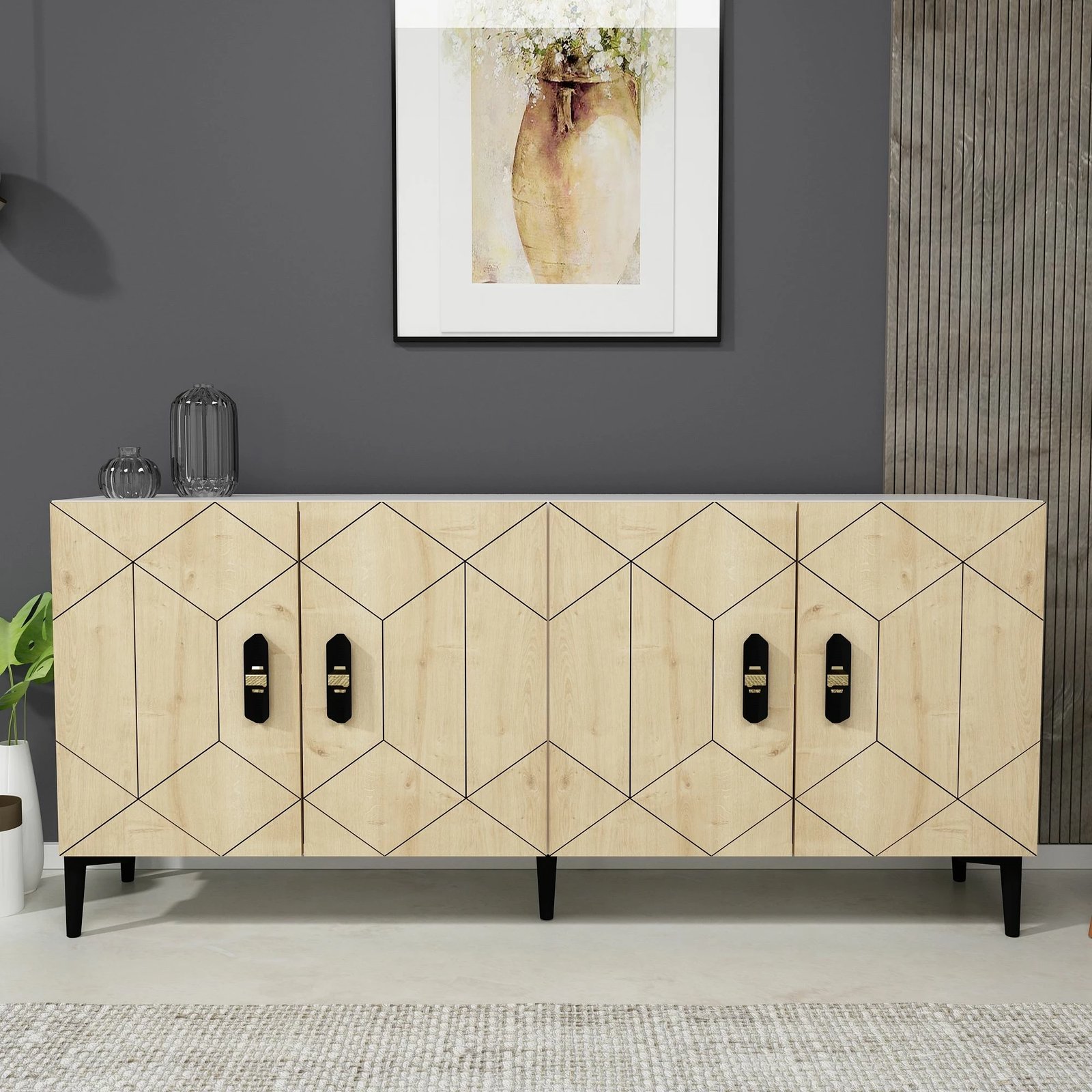 Konsol Skye Decor, Cross KB150, e bardhë, lisi safir