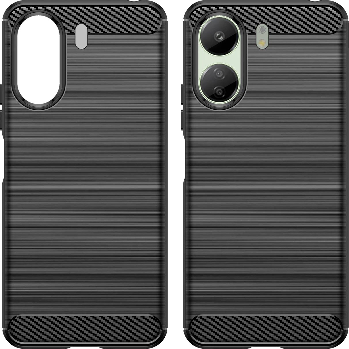 Mbështjellës Hurtel Carbon Case për Xiaomi Redmi 13C, TPU, i zi