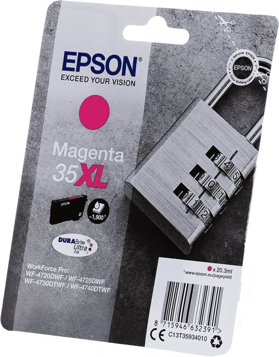 Bojë printeri, Epson, 35XL C13T35934010, 20.3 ml, rendiment deri 1900 faqe, Magenta