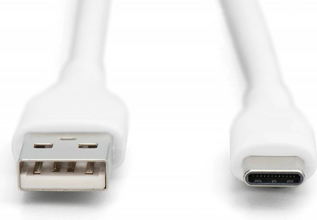Kabllo silikoni Digitus AK-300340-010-W, USB-A në USB-C, 1m, Bardhë