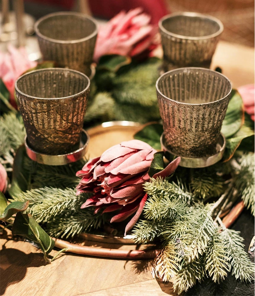 Mbajtës qirinjsh REDON për tealight, alumin, argjend, 42x42x11 cm