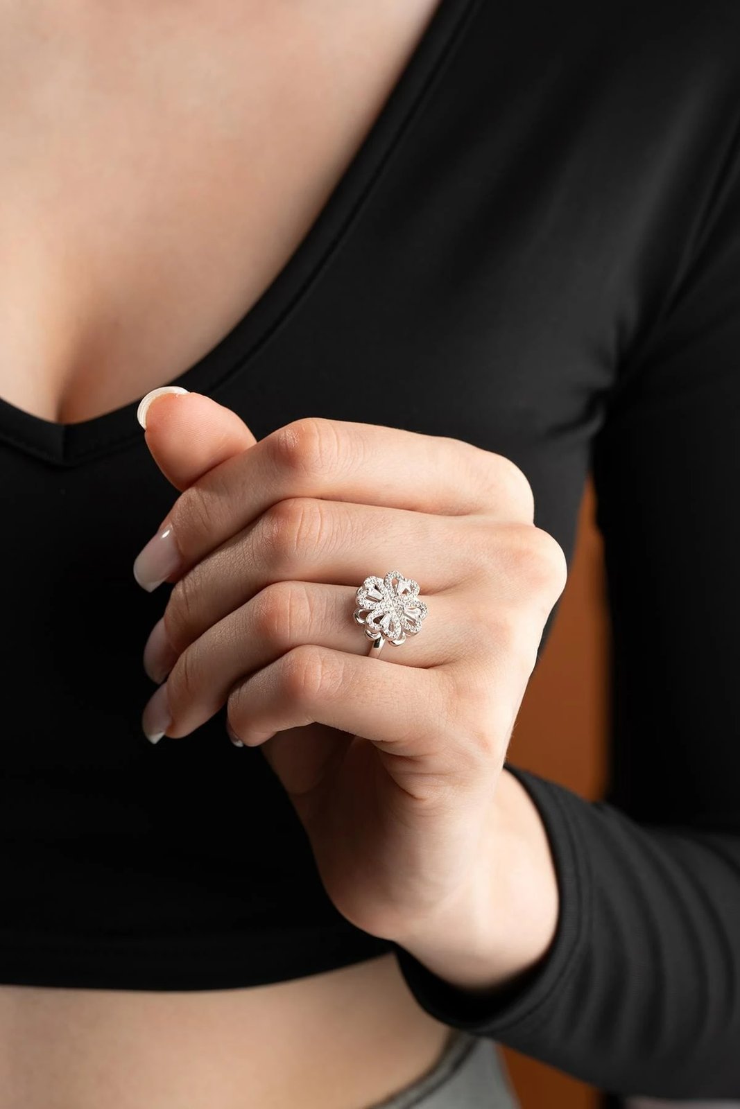 Unazë argjendi Jumeon, NRZ999258, e rregullueshme, ngjyrë argjendi dhe e bardhë