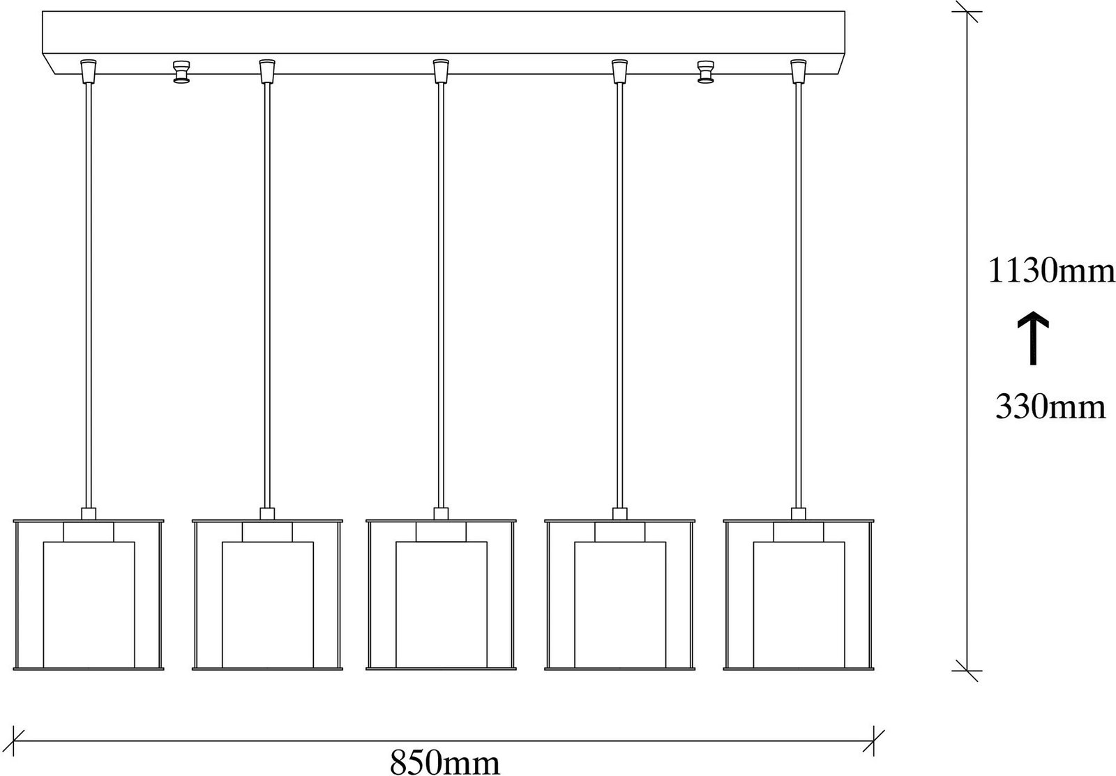 Llambadar Opviq Swank, i zi, 5 llampa, 85x113cm