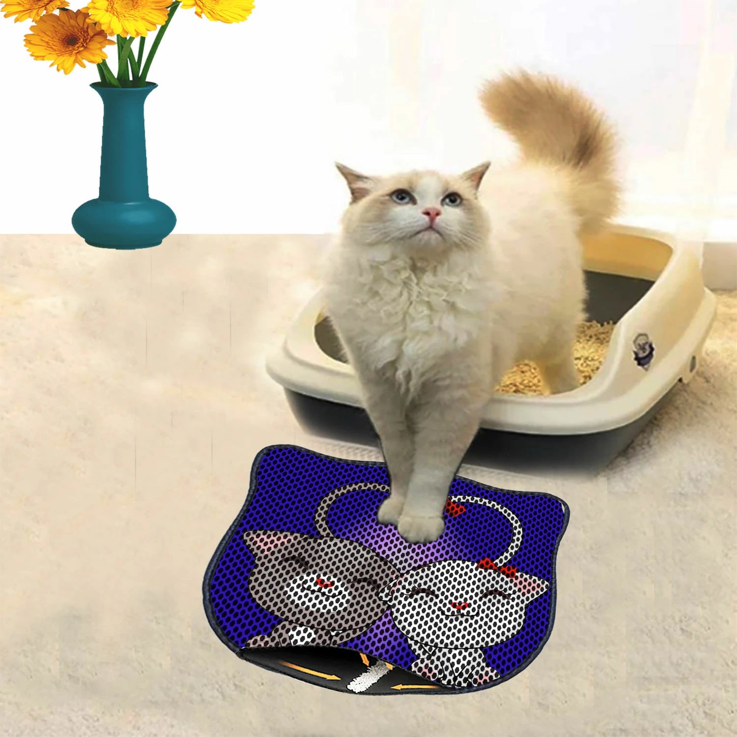 Tapet për rërë mace, shumëngjyrësh, Paws & Whiskers, Kdkafa0086, 40x50cm