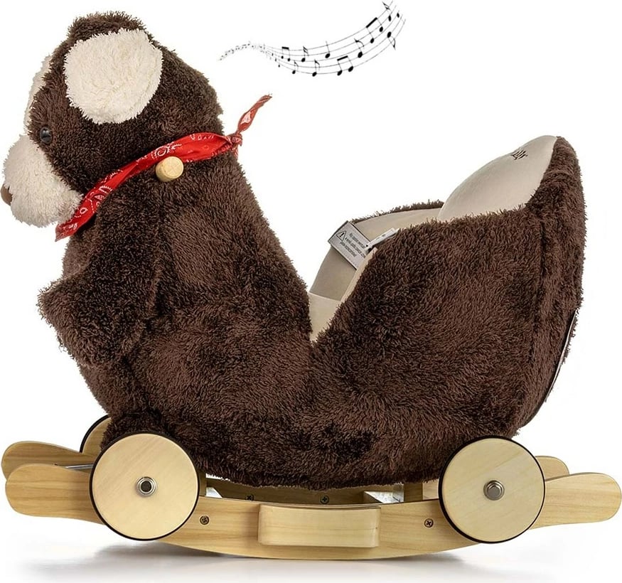 Qen luhatës plushe me melodi dhe rrota palosëse, Milly Mally Polly Plus, për 12-36 muaj, deri 30 kg, kafe