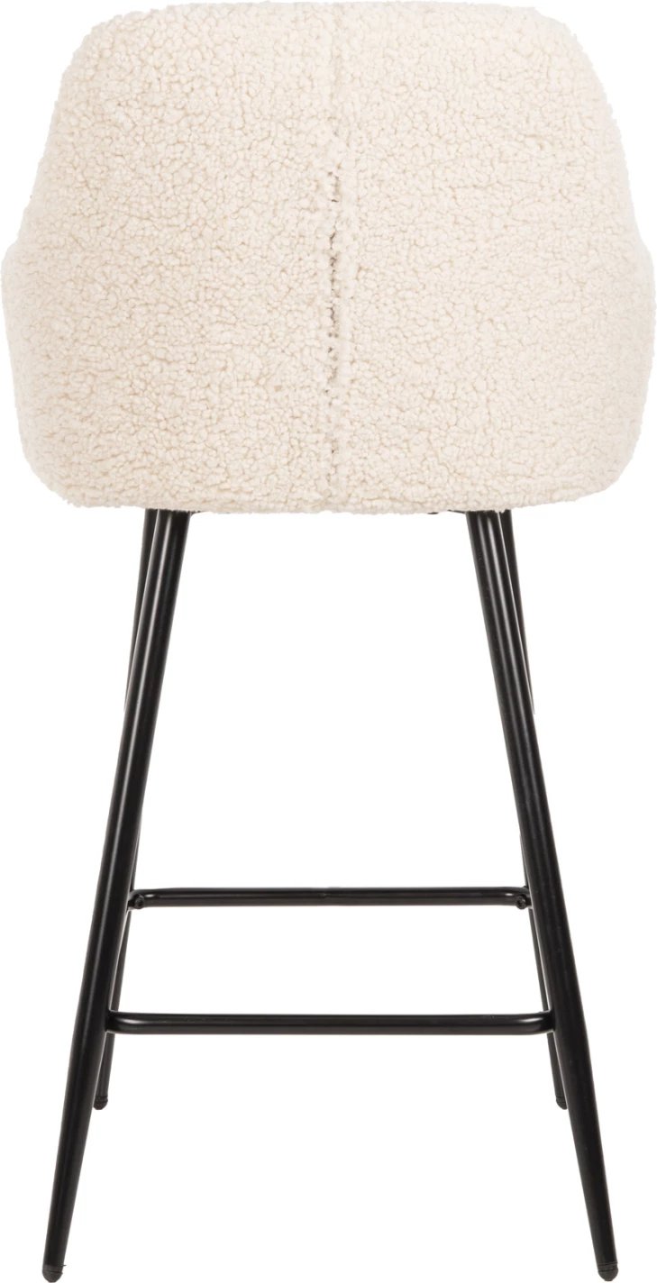 Karrige për bar, lartësi mesatare, STRIKE, FH8592.02, pëlhurë TEDDY e bardhë, këmbë metalike të zeza, 50x50x94,5H cm., set prej 2 copë