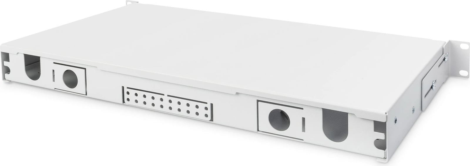 Kutia për fibra optike Digitus, përbrenda, çeliku, 428x240x44mm, quick lock