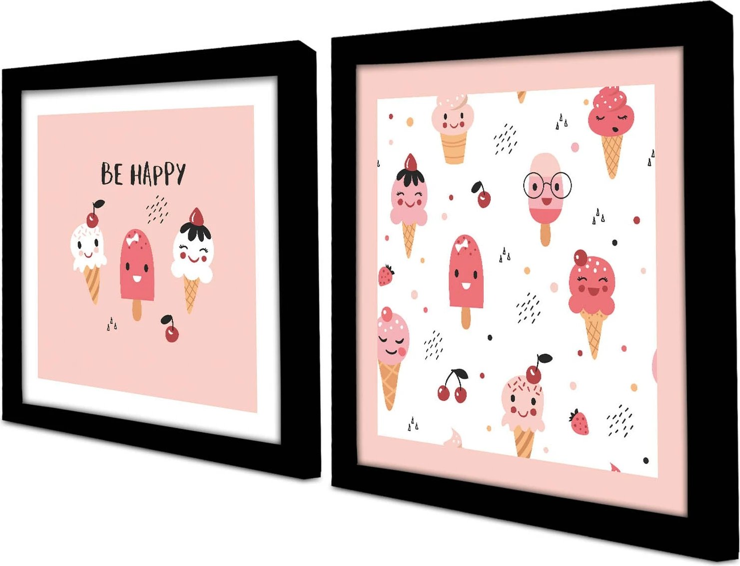 Piktura dekorative me kornizë MDF (2 copë), ngjyrë rozë dhe e bardhë, Wallity, 2P3333SCT-010