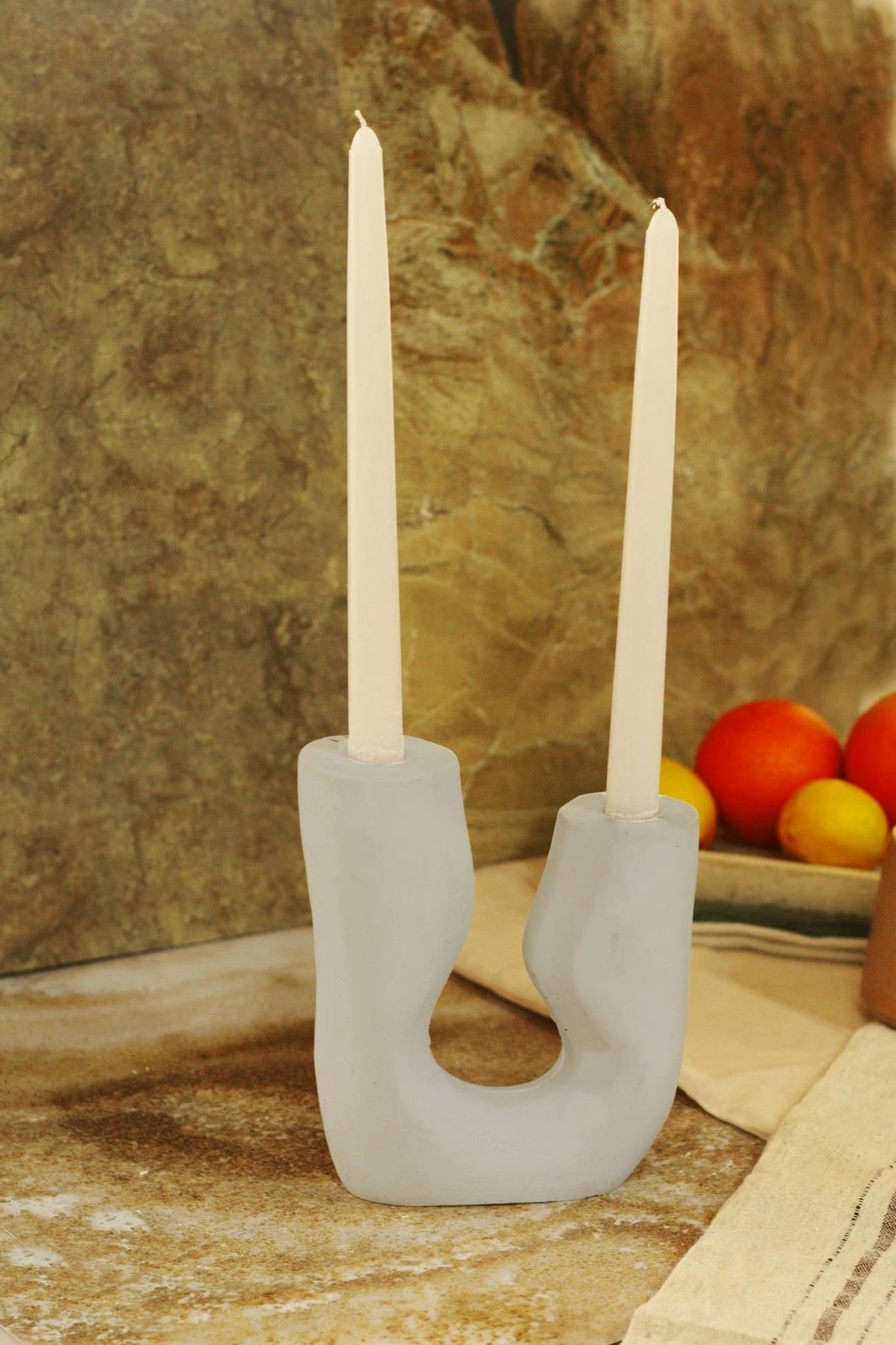 Set shandanësh betoni, 3 copë, ngjyrë gri, Evila Originals, dizajn asimetrik