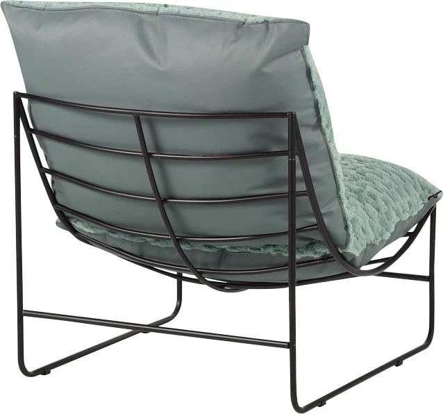 Fotelje Chopie, material stof, ngjyrë jeshile e çelët, këmbë të zeza, 77x90x83cm