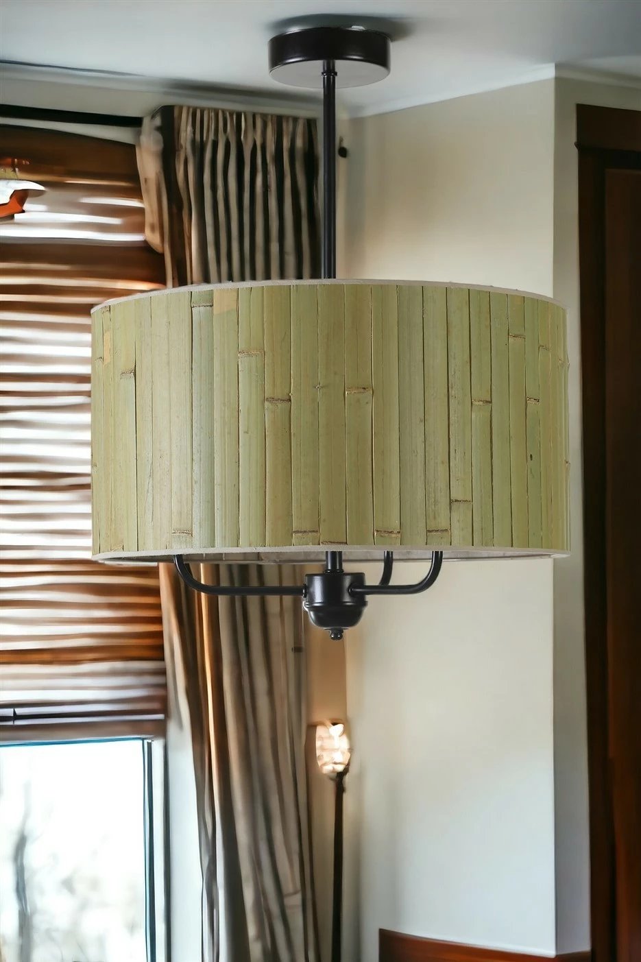 Llambë tavani Opviq, bambu, ngjyrë e gjelbër dhe e zezë, 8851-2